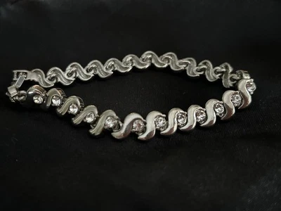 Beautiful S-link CZ Tennis Bracelet In Silver plate SS -8” - Image 1 of 3