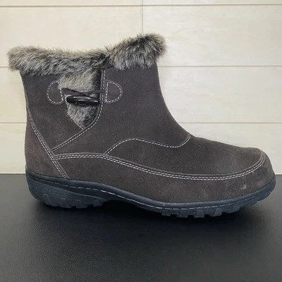 Khombu Gracie Boots Brown Leather  Women's Size 8 Shoes M Faux Fur Zip Booties - Image 1 of 4