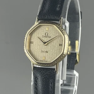 OMEGA De Ville 1387 Ladies Vintage Watch Quartz Gold Dial New Leather Band - Picture 1 of 20
