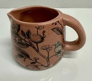 Small Pink Black Planter Pitcher Shaped Hummingbirds Flowers Cottage Granny Core - Picture 1 of 9