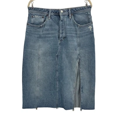 Free People We The Free Mujer 30 Falda Mambo Midi Denim Claro Botón Mosca Jean Foto 1 de 4