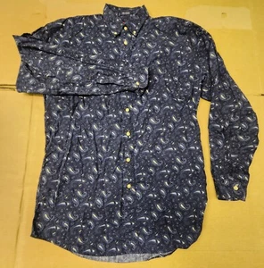 Bandana vintage Chaps Ralph Lauren blu paisley uomo LT con bottoni - Foto 1 di 17