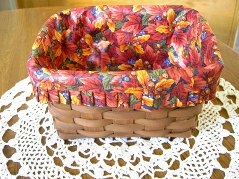 Longaberger 2008 Rich Brown RECIPE BASKET, protector & Fall Foliage liner Cover