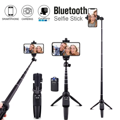 Extendable 40" Selfie Stick Tripod Stand Bluetooth Remote For GoPro Cell Phone - Image 1 of 4