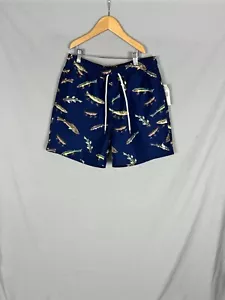 Polo Ralph Lauren, Men's Navy Fish Design Swimming Trunks, Size S - Brand New - Picture 1 of 4