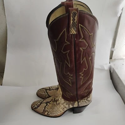 Vintage Women's Dan Post Tall Cowgirl Boots 7 A Python Exotic skin - Image 1 of 4