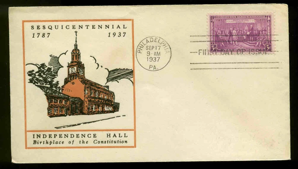798 CONSTITUTION FDC PHILADELPHIA, PA PLANTY P9 LINPRINT CACHET - Image 1 of 1