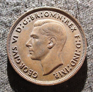 OLD 1 PENNY 1945 COIN OF UNITED KINGDOM WORLD WAR I KING GEORGE VI BRITANIA - Picture 1 of 3