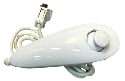 Genuine Nintendo White Wii Nunchuck Remote (RVL 004) Num Chuck (New Thumbsticks) - Image 1 of 3