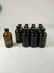 Glass Bottle Outlet 12 Pack 8 oz Glass Boston Bottle With Black Poly Cap - Picture 1 of 3