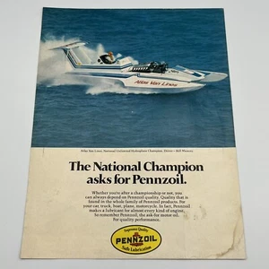 1977 Pennzoil Vintage Print Ad 8"x11" National Hydroplane Champion Bill Muncey - Picture 1 of 2