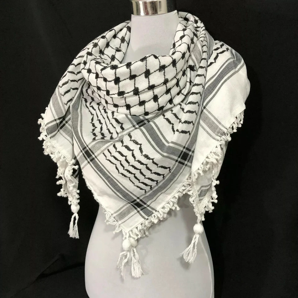 Cachecol árabe Keffiyeh Shemagh todo original feito na Palestina algodão Kufiya Arafat - Imagem 1 de 4