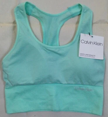 NUEVO CON ETIQUETAS BRALETTE CALVIN KLEIN LIGERAMENTE FORRADO VERDE MENTA ESPALDA DEPORTIVA QP1752Y S $24  Foto 1 de 2