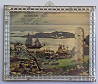 WANDA BAR J & F Kapel E McNichols Detroit MI MCM Advertisement Thermometer - Image 1 of 4