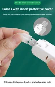 180 Degree Rotatable Four-Socket Converter with Dual USB Slim Expansion - Picture 1 of 28