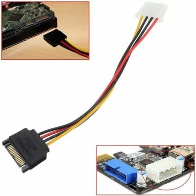 5 x Male Female 4-pin Power Drive Adapter adaptor Cable to Molex IDE SATA 15-pin - Image 1 of 4