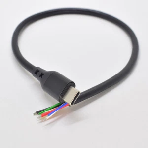 1pc 30cm USB Type-C Male Plug PD Power Cable 5A Fast Charge 6 Wires Pigtail DIY - Picture 1 of 8