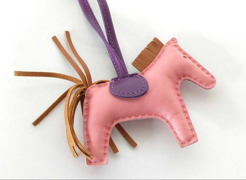 HERMÈS HERMES Rodeo PM Borsa Charm Agneau Milo Rosa Azalea Anemone Oro Con Scatola