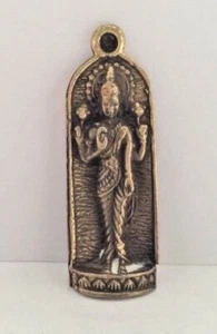 Statuette figurine laiton amulette bouddha DEVI DEESSE pendentif Thaïlande b39 - Picture 1 of 3