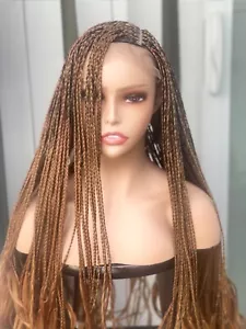 Box Hand Braided Wigs For Black Women Lace Front Braids Wig Baby - Knotless HD - Picture 1 of 2
