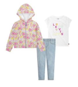 NEW 3 piece Levi’s set hearts hoodie jacket, jeans, tshirt - Picture 1 of 9