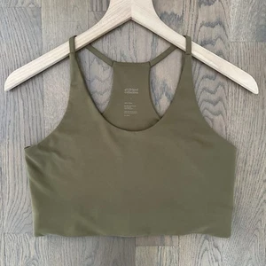 Sujetador deportivo Girlfriend Collective sostenible Cleo Halter verde oliva grande - Imagen 1 de 5