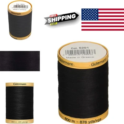 Hilo de algodón de calidad 876 yardas acabado liso negro para coser fácilmente Foto 1 de 4