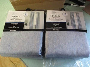 2 PACKS ROD POCKET BLACKOUT PLACID BLUE CURTAINS 2 PANEL PAIR 37 X 84 INCH RT - Picture 1 of 4