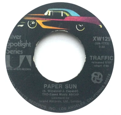 Traffic - paper sun , excellent condition 7” single , American pressing - Image 1 of 4