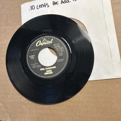 Neil Diamond Hello Again/Amazed And Confused Jazz Singer 45 - Image 1 of 2