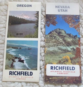 Vintage lot (2) Richfield Atlantic Richfield Maps 1968 Oregon & 1967 Nevada/Utah - Picture 1 of 8