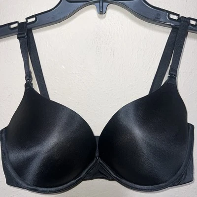 Ambrielle Women Bra 34DD Black Smooth Plunge Push Up Underwire Convertible Strap - Imagem 1 de 4