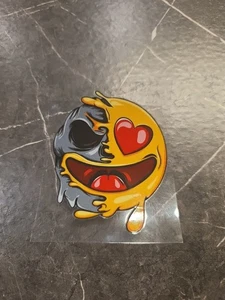 In Love Smiley Face Zombie Split Emoji UVDTF Raised Decal Sticker Waterproof USA - Picture 1 of 5