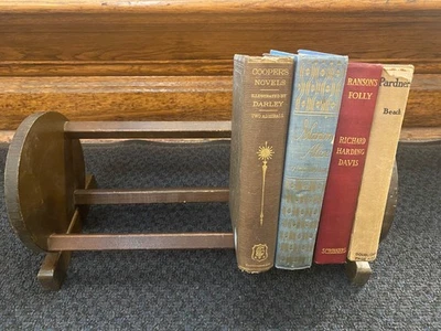 Vintage MCM Wood Book Rack Bookshelf Desktop Shelf Dark Brown 15.5” - Image 1 of 4