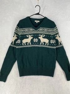 Maglione Who.A.U donna grande verde lana/nylon scollo a V Fair Isle inverno Natale - Foto 1 di 11