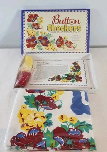 Vintage Look Button Checkers Bedruckte Tischdecke Brettspiel von Moda Home NEU - Bild 1 von 8