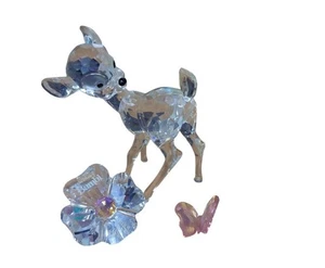 Crystal Bambi Figurine With Crystal Flower & Butterfly Collectable Home H3.5inch - Picture 1 of 11