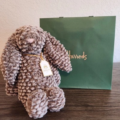 Jellycat BASHFUL LUXE BUNNY PINE + Harrods Bag - London Tag Holiday ’25 NWT HTF - Image 1 of 4