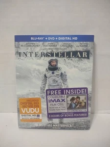 Interstellar (Blu-ray/DVD, 2014, 3-Disc) With 70mm IMAX Film Cell, McConaughey - Imagen 1 de 13