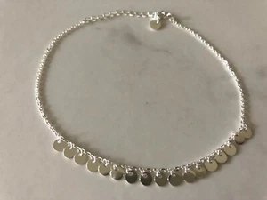 Genuine 925 Sterling Silver Discs Flat Circles Chain Anklet Girls Child Women - Picture 1 of 2