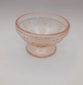 Rosa Sherbetschale mit Fuß aus dem Sharon Kohlrosenmuster von Federal Glass - Bild 1 von 3