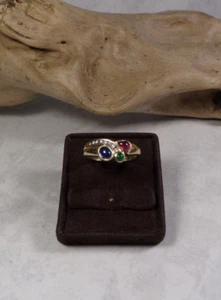 D33-74/ eleganter Ring GG 585 Saphir, Rubin, Smaragd, Diamantsplitter Gr. ca. 59 - Bild 1 von 7