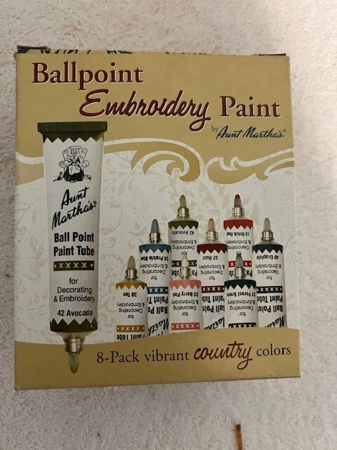 Aunt Martha's Ballpoint Embroidery Paint Vibrant Country Colors 8pk
