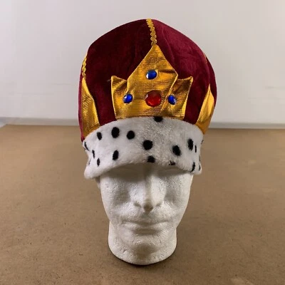 Corona Real Terciopelo Borgoña Talla Única Adulto Nueva Foto 1 de 4