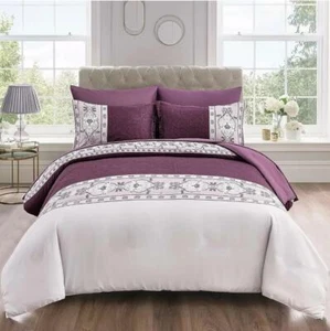Purple Patchwork Quilt Cover - Ultra Soft Donna/Duvet Cover Set 2xPillowcases - Picture 1 of 7
