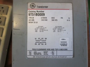 Single Phase Dry Transformer, GE Model 9T51B0009 - Picture 1 of 3