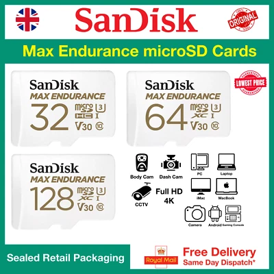 SanDisk Max Endurance Memory Card for Dashcams 32GB 64GB 128GB 100MB/s + Adapter - Image 1 of 3