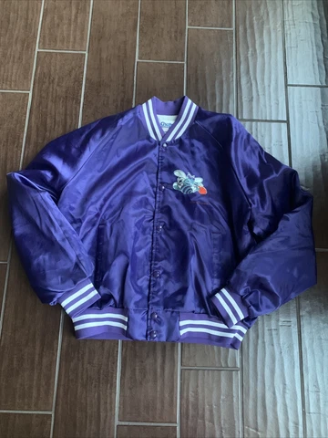Vintage Chalk Line Charlotte Hornets Satin Jacket Size XL 90s NBA Purple Cover