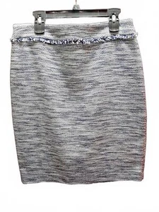 Karl Lagerfeld Paris Blue Tweed Fringe Skirt Size 12 - Picture 1 of 7