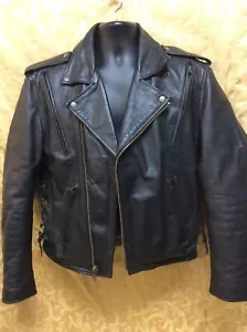 Leather Jacket S Black Motorcycle Biker Zip Out Liner X Element lace sides vents - Picture 1 of 16